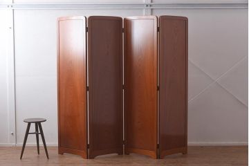 在庫未使用品　IDC大塚家具　松創　匠　漆　ケヤキ無垢材　木製屏風(パーテーション、4面衝立)(定価約302万円)(R-041689)