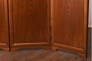 在庫未使用品　IDC大塚家具　松創　匠　漆　ケヤキ無垢材　木製屏風(パーテーション、4面衝立)(定価約302万円)(R-041689)