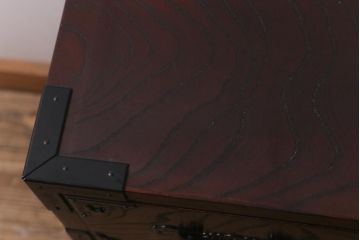 中古　欅産業　漆塗り　仙台箪笥　KC-18　力強い杢目が目を引く中型車箪笥(小タンス、チェスト、引き出し)(R-041692)