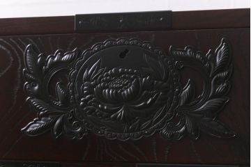 中古　欅産業　漆塗り　仙台箪笥　KC-18　力強い杢目が目を引く中型車箪笥(小タンス、チェスト、引き出し)(R-041692)