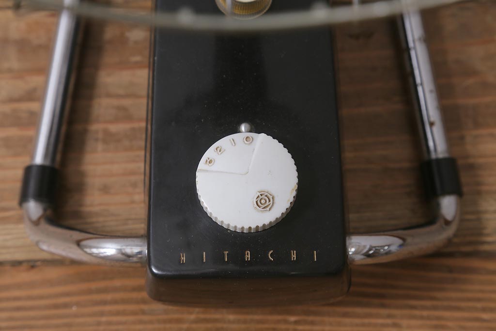 レトロ家具　昭和中期　日立(HITACHI)　オルゴール機能付き　ノスタルジックな雰囲気の30cm卓上扇風機(ファン)(R-041693)
