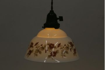 アンティーク照明　オールドノリタケ・則武(日陶)　小菊　落ち着いた色味の小花が目を引く電笠(天井照明、シェード)(R-041710)