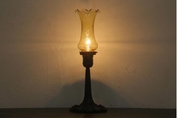 アンティーク照明　昭和初期　鉄製支柱　大正ロマンスタイルにおすすめのテーブルランプ(卓上照明、スタンドライト)(R-041716)