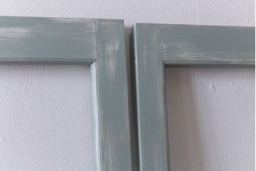 アンティーク建具　和製アンティーク　ペイント　シャビーなペイントがお洒落なガラス戸2枚セット(引き戸、建具)(R-041717)