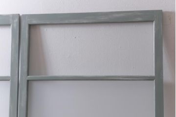 アンティーク建具　和製アンティーク　ペイント　シャビーなペイントがお洒落なガラス戸2枚セット(引き戸、建具)(R-041717)