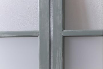 アンティーク建具　和製アンティーク　ペイント　シャビーなペイントがお洒落なガラス戸2枚セット(引き戸、建具)(R-041717)