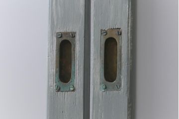 アンティーク建具　和製アンティーク　ペイント　シャビーなペイントがお洒落なガラス戸2枚セット(引き戸、建具)(R-041717)