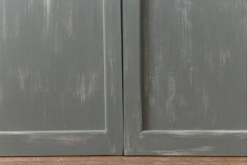 アンティーク建具　和製アンティーク　ペイント　シャビーなペイントがお洒落なガラス戸2枚セット(引き戸、建具)(R-041717)