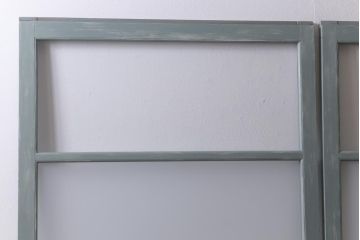アンティーク建具　和製アンティーク　ペイント　シャビーなペイントがお洒落なガラス戸2枚セット(引き戸、建具)(R-041717)