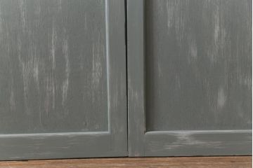 アンティーク建具　和製アンティーク　ペイント　シャビーなペイントがお洒落なガラス戸2枚セット(引き戸、建具)(R-041717)