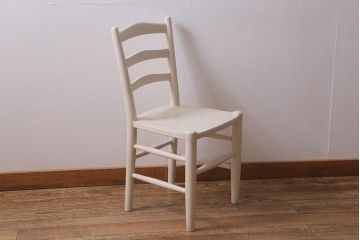 松本民芸家具　ペイント家具　爽やかなペイントが魅力的なラダーバックチェア(ダイニングチェア、椅子)(R-041718)