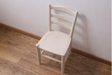 松本民芸家具　ペイント家具　爽やかなペイントが魅力的なラダーバックチェア(ダイニングチェア、椅子)(R-041718)