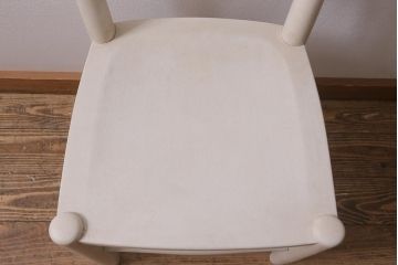 松本民芸家具　ペイント家具　爽やかなペイントが魅力的なラダーバックチェア(ダイニングチェア、椅子)(R-041718)