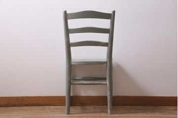 松本民芸家具　ペイント家具　シャビーなペイントが魅力的なラダーバックチェア(ダイニングチェア、椅子)(R-041719)