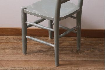 松本民芸家具　ペイント家具　シャビーなペイントが魅力的なラダーバックチェア(ダイニングチェア、椅子)(R-041719)