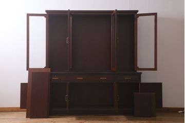中古　神戸元町欧風家具　メープル不二屋　気品漂う佇まいが魅力的な食器棚(収納棚、カップボード、飾り棚)(定価約100万円)(R-041720)