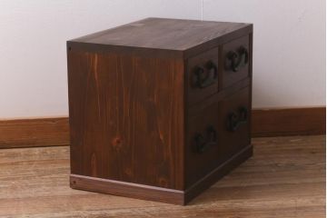 ラフジュ工房オリジナル　古金具リメイク　前板栗材　ヒノキ材　どこか懐かしい雰囲気漂う小引き出し(小物収納)(R-041728)