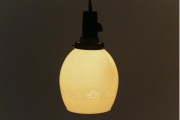 アンティーク照明　昭和レトロ　花の模様が和の雰囲気にぴったりな天井照明(吊り下げ照明、ペンダントライト)(R-041738)