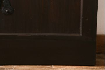 アンティーク建具　明治大正期　ヒノキ材　細い桟が魅力の格子蔵戸(蔵戸、格子戸、引き戸、建具、玄関戸)(R-041743)