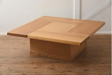 在庫未使用品　IDC大塚家具　藤沢木工　ナラ材 無垢はぎ　いろり(囲炉裏、座卓、火鉢)(定価約23万5千円)(R-041748)