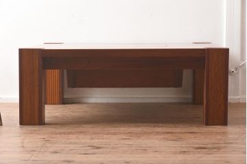 在庫未使用品　IDC大塚家具　藤沢木工　脚乾漆　ケヤキ無垢材　力強い杢目が目を惹く上質な囲炉裏テーブル(いろり、座卓、ローテーブル、センターテーブル、リビングテーブル、木製火鉢)(定価約32万円)(R-041751)