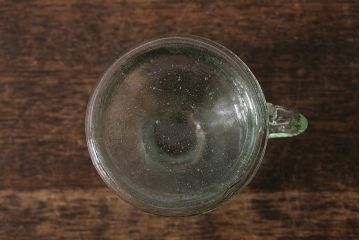 アンティーク雑貨　明治大正期　レトロ　青縁フリル　豆ランプ(金魚鉢ホヤ、オイルランプ、和ガラス)(R-041759)