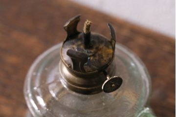 アンティーク雑貨　明治大正期　レトロ　青縁フリル　豆ランプ(金魚鉢ホヤ、オイルランプ、和ガラス)(R-041759)