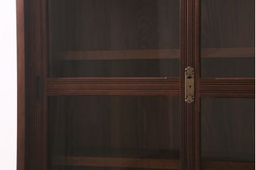 和製アンティーク　上手物　桜材　大正ロマン　気品溢れる和洋折衷デザインのブックケース(本箱、戸棚、飾り棚)(R-041761)