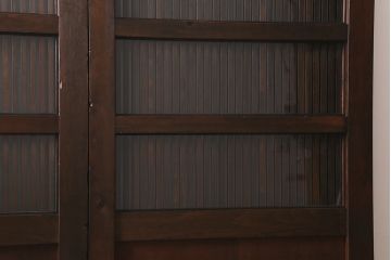 アンティーク建具　明治大正期　蔵戸リメイク　ヒノキ材　クリアガラス入り　風情漂う佇まいが魅力の蔵戸2枚セット(引き戸、玄関戸)(R-041762)