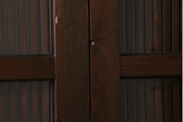 アンティーク建具　明治大正期　蔵戸リメイク　ヒノキ材　クリアガラス入り　風情漂う佇まいが魅力の蔵戸2枚セット(引き戸、玄関戸)(R-041762)