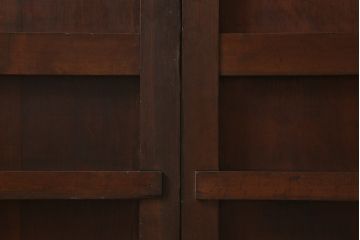 アンティーク建具　明治大正期　蔵戸リメイク　ヒノキ材　クリアガラス入り　風情漂う佇まいが魅力の蔵戸2枚セット(引き戸、玄関戸)(R-041762)