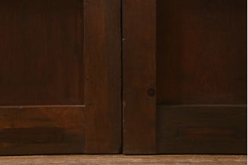 アンティーク建具　明治大正期　蔵戸リメイク　ヒノキ材　クリアガラス入り　風情漂う佇まいが魅力の蔵戸2枚セット(引き戸、玄関戸)(R-041762)
