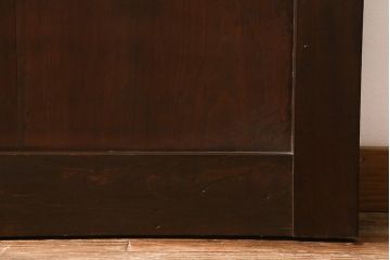 アンティーク建具　明治大正期　蔵戸リメイク　ヒノキ材　クリアガラス入り　風情漂う佇まいが魅力の蔵戸2枚セット(引き戸、玄関戸)(R-041762)