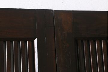 アンティーク建具　明治大正期　蔵戸リメイク　ヒノキ材　クリアガラス入り　風情漂う佇まいが魅力の蔵戸2枚セット(引き戸、玄関戸)(R-041762)