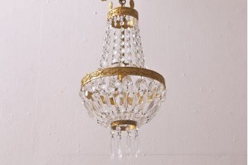 ヴィンテージ照明　フランスビンテージ　ゴージャスな空間を彩るクリスタルガラスのエンパイアシャンデリア(天井照明、吊り下げ照明)(R-041763)