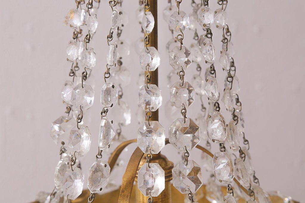 ヴィンテージ照明　フランスビンテージ　ゴージャスな空間を彩るクリスタルガラスのエンパイアシャンデリア(天井照明、吊り下げ照明)(R-041763)