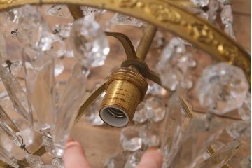 ヴィンテージ照明　フランスビンテージ　ゴージャスな空間を彩るクリスタルガラスのエンパイアシャンデリア(天井照明、吊り下げ照明)(R-041763)