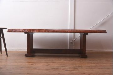 展示品　IDC大塚家具　栃T-2　総トラ杢　座卓(センターテーブル)(定価約50万円)(R-041765)