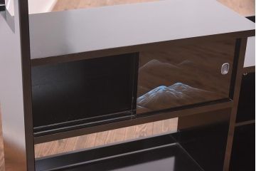 在庫未使用品　IDC大塚家具　モリシゲ(MORISHIGE/森繁)　有明35　彫漆　山と木立　　旭幸延A　和棚(定価約69万円)(R-041766)