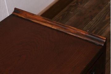 和製アンティーク　古民具　総欅材　漆　上手物　重厚感漂う上品な両袖文机(両袖机、帳場机、文机)(R-041767)