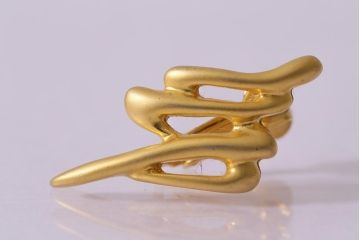 ヴィンテージ雑貨　昭和期　UNICON　マットなゴールドカラーがエレガントなイヤリング(アクセサリー、ビンテージ)(R-041787)