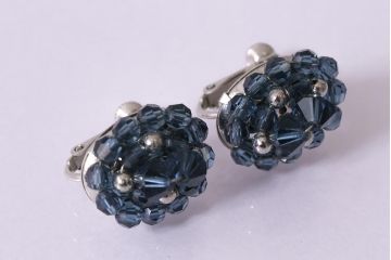フランス　BALMAIN(バルマン)　大人の雰囲気漂うブルーのアクセサリーセット(イヤリング、ネックレス)(R-041790)