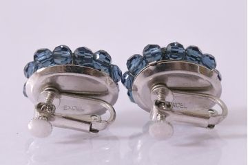 フランス　BALMAIN(バルマン)　大人の雰囲気漂うブルーのアクセサリーセット(イヤリング、ネックレス)(R-041790)