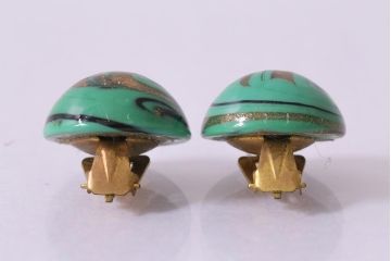 ヴィンテージ　レトロ　マーブル模様がお洒落な半円型のイヤリング(アクセサリー、ビンテージ)(R-041792)