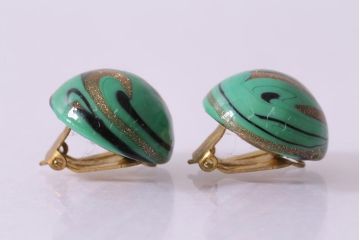 ヴィンテージ　レトロ　マーブル模様がお洒落な半円型のイヤリング(アクセサリー、ビンテージ)(R-041792)