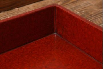 在庫未使用品　IDC大塚家具　まつおかファニチャー　朱紋　漆　衣装盆(定価約10万円)(R-041803)