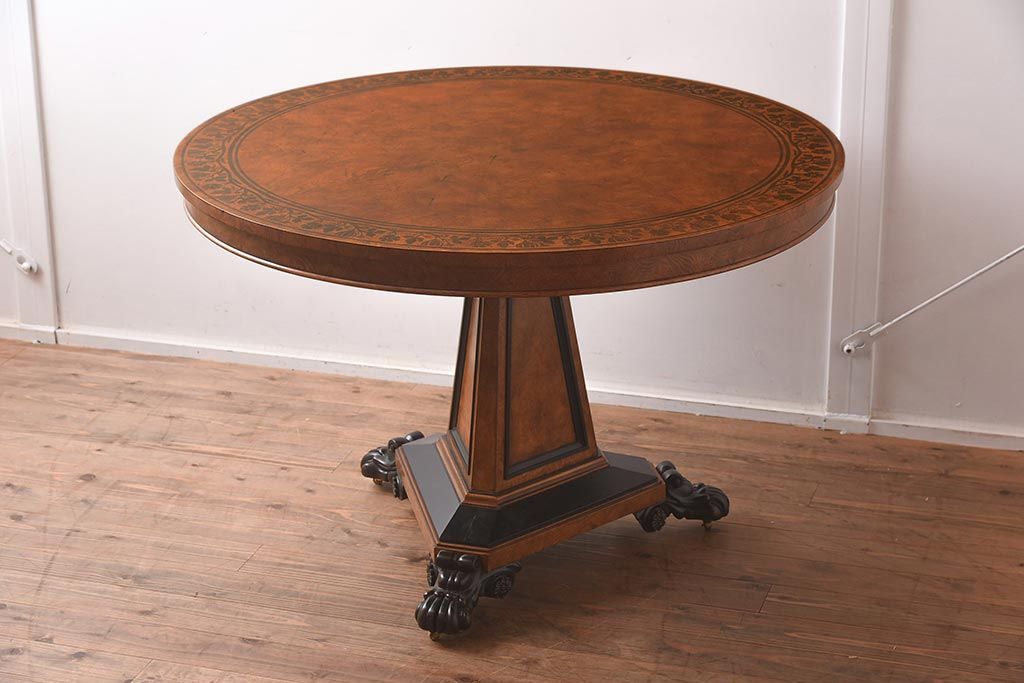 展示品　IDC大塚家具　Baker(ベイカー社)　5165　キャスター付きラウンドテーブル(丸テーブル)(定価約234万円)(R-041828)