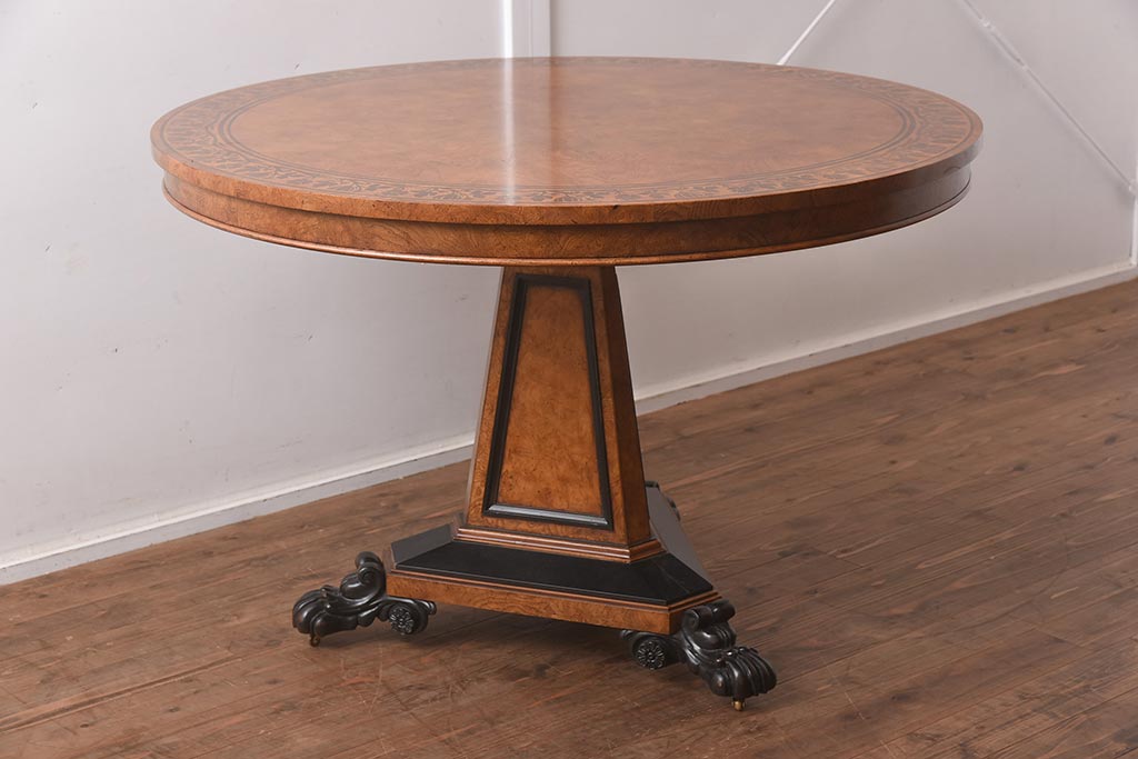 展示品　IDC大塚家具　Baker(ベイカー社)　5165　キャスター付きラウンドテーブル(丸テーブル)(定価約234万円)(R-041828)