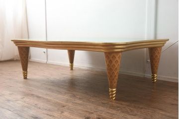 展示品　IDC大塚家具　コロンボスティーレ(colombostile)　激レア　0420 TVC-S GR　グリーンの天板がおしゃれなセンターテーブル(定価約48万円)(R-041831)