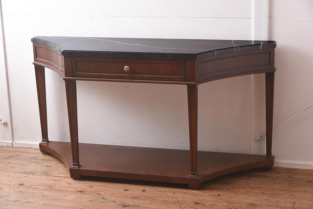 展示品　IDC大塚家具　Baker(ベイカー社)　B8000-21-122　天板大理石　サーバー(コンソールテーブル)(定価約148万円)(R-041833)